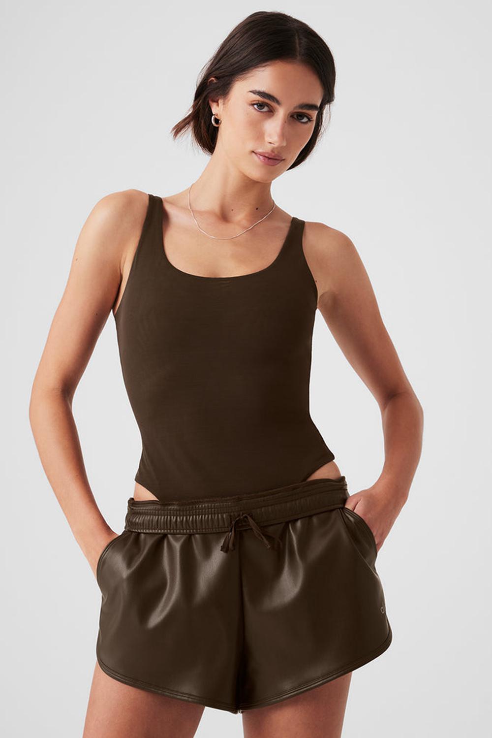 Κορμακια γυναικεια Alo Yoga Mesh Sheer Illusion Espresso | Greece  ESVBP-6924