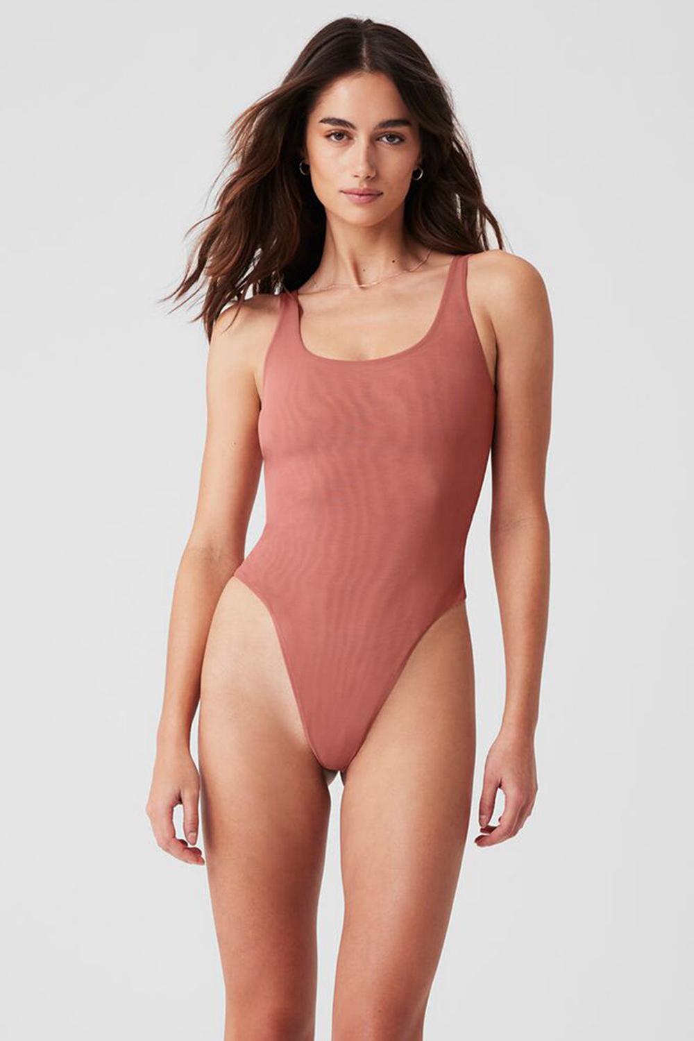 Κορμακια γυναικεια Alo Yoga Mesh Sheer Illusion Soft Terracotta | Greece  UPORF-5381
