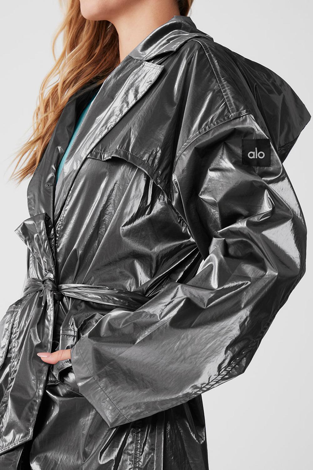 Καμπαρντινα γυναικεια Alo Yoga Metallic Break Line ασημι | Greece  CMYFG-1346