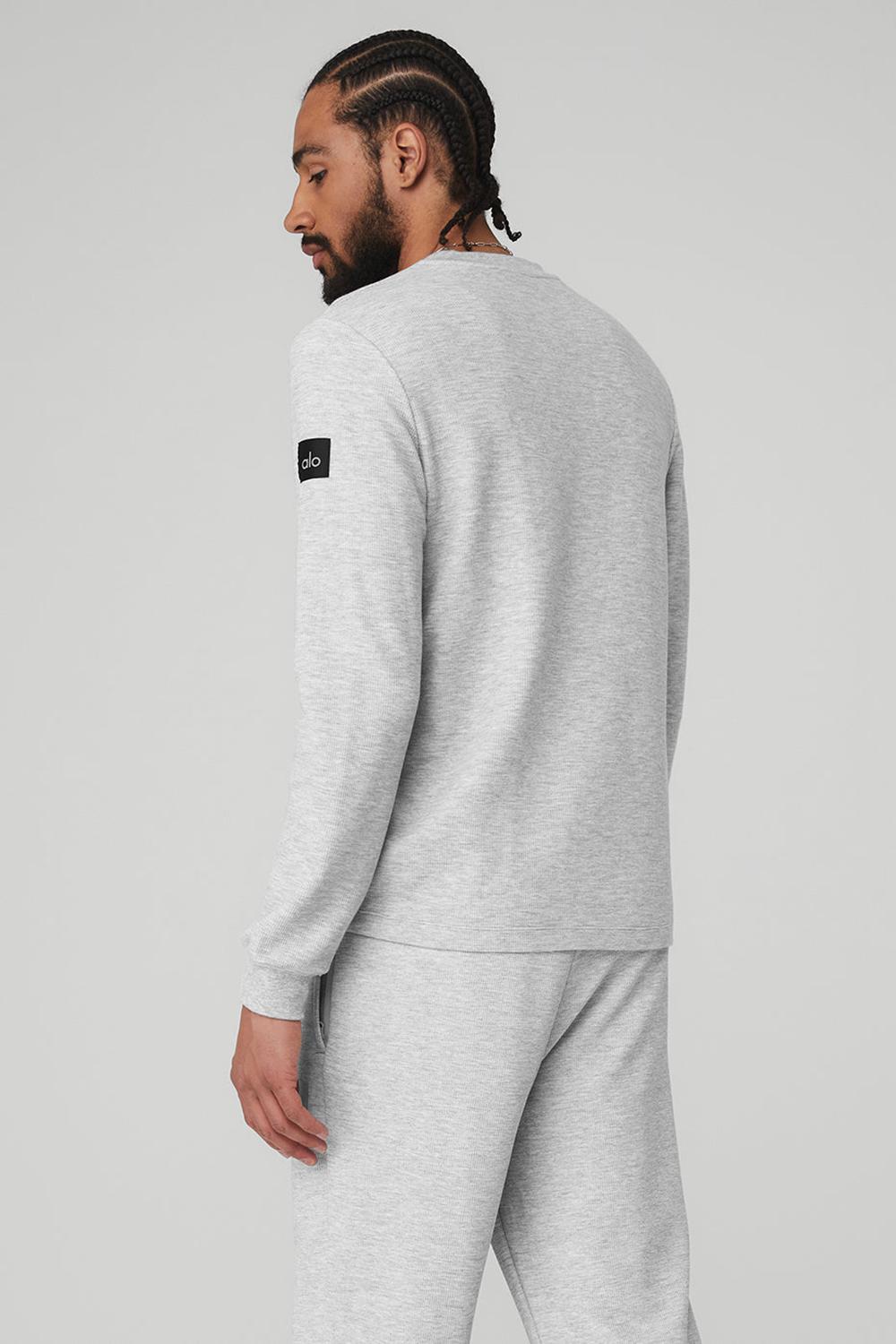 Αριστος ανδρικα Alo Yoga Micro Waffle Fast Break Henley γκρι | Greece  VSLCJ-1394