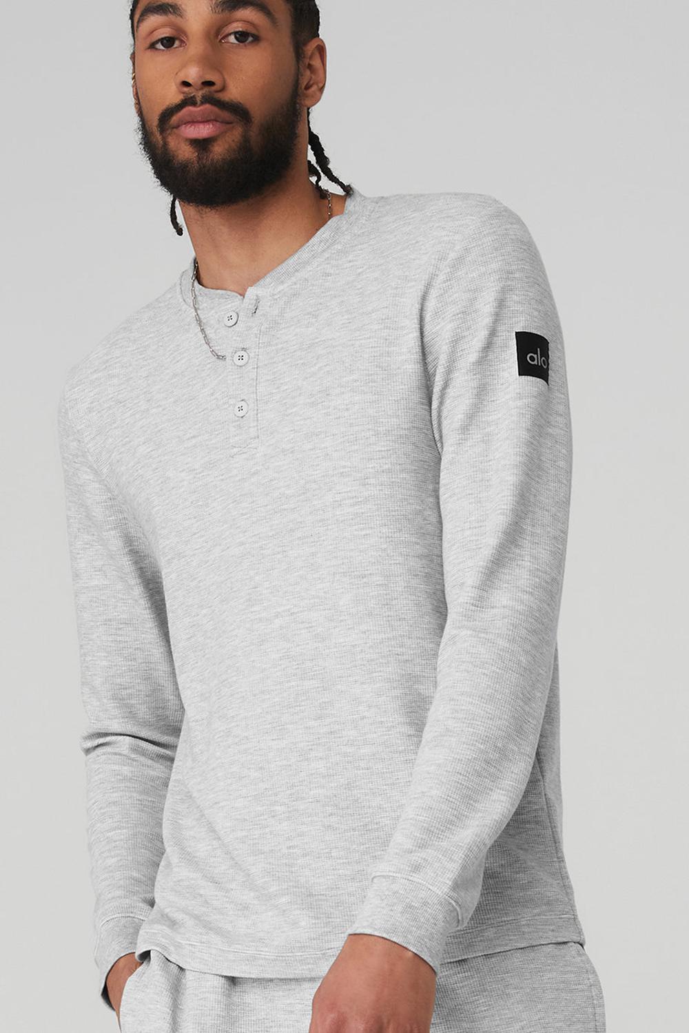 Αριστος ανδρικα Alo Yoga Micro Waffle Fast Break Henley γκρι | Greece  VSLCJ-1394