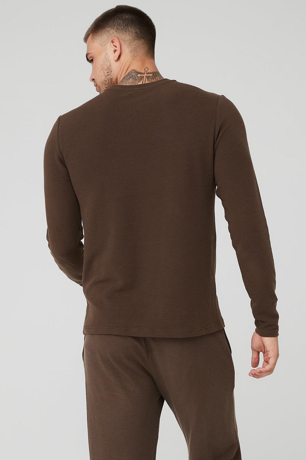 Μακρυμανικο ανδρικα Alo Yoga Micro Waffle Fast Break Tee Espresso | Greece  GHQOW-5976
