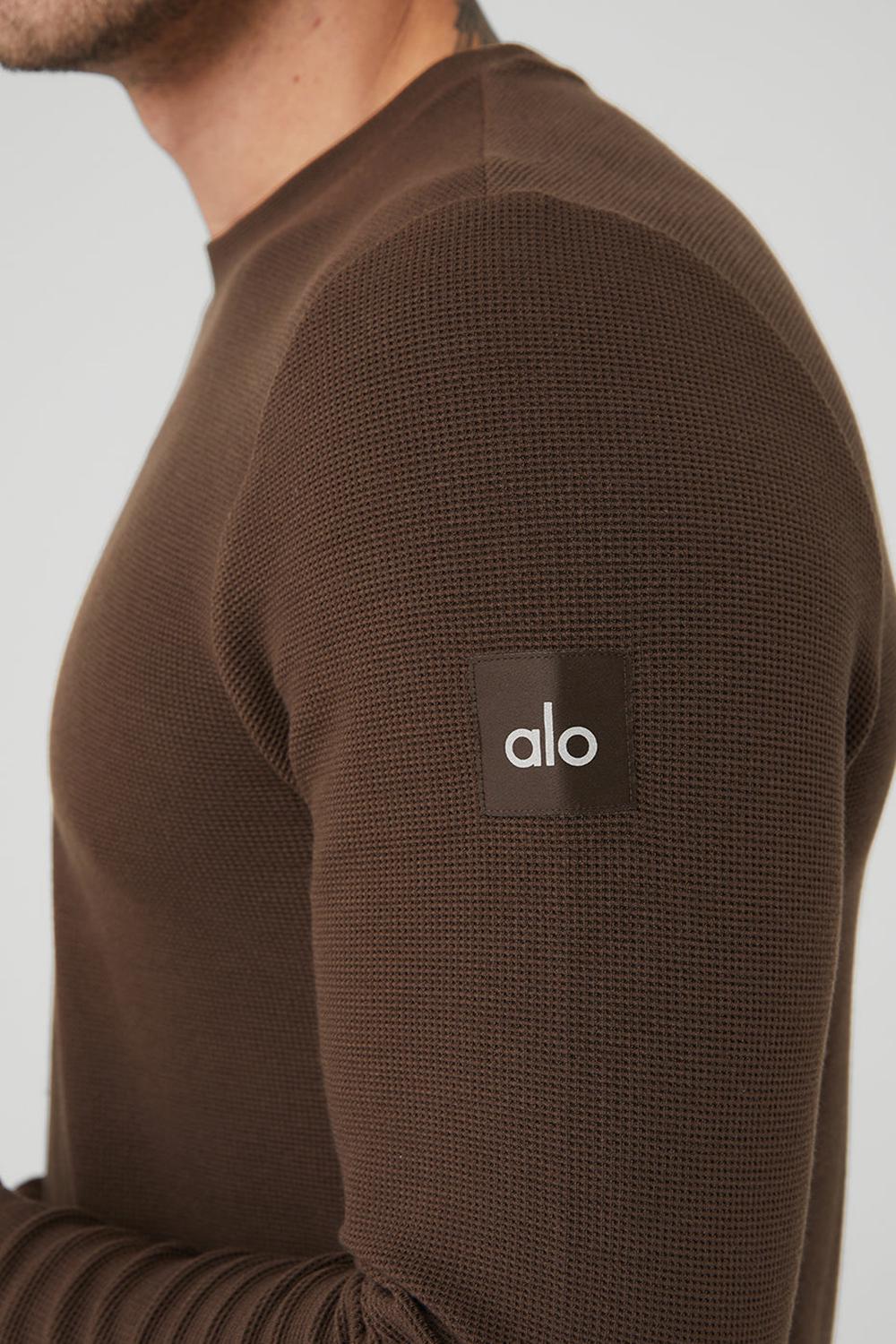 Μακρυμανικο ανδρικα Alo Yoga Micro Waffle Fast Break Tee Espresso | Greece  GHQOW-5976