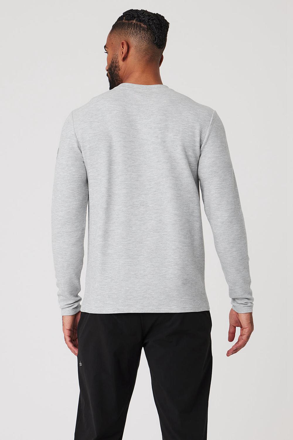 Μακρυμανικο ανδρικα Alo Yoga Micro Waffle Fast Break Tee γκρι | Greece  NXDOR-9314