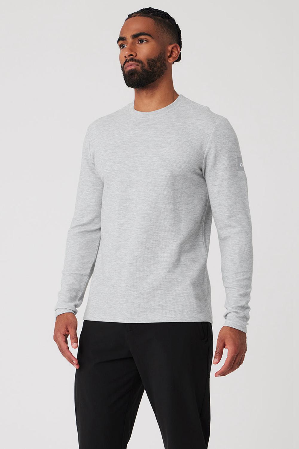 Μακρυμανικο ανδρικα Alo Yoga Micro Waffle Fast Break Tee γκρι | Greece  NXDOR-9314