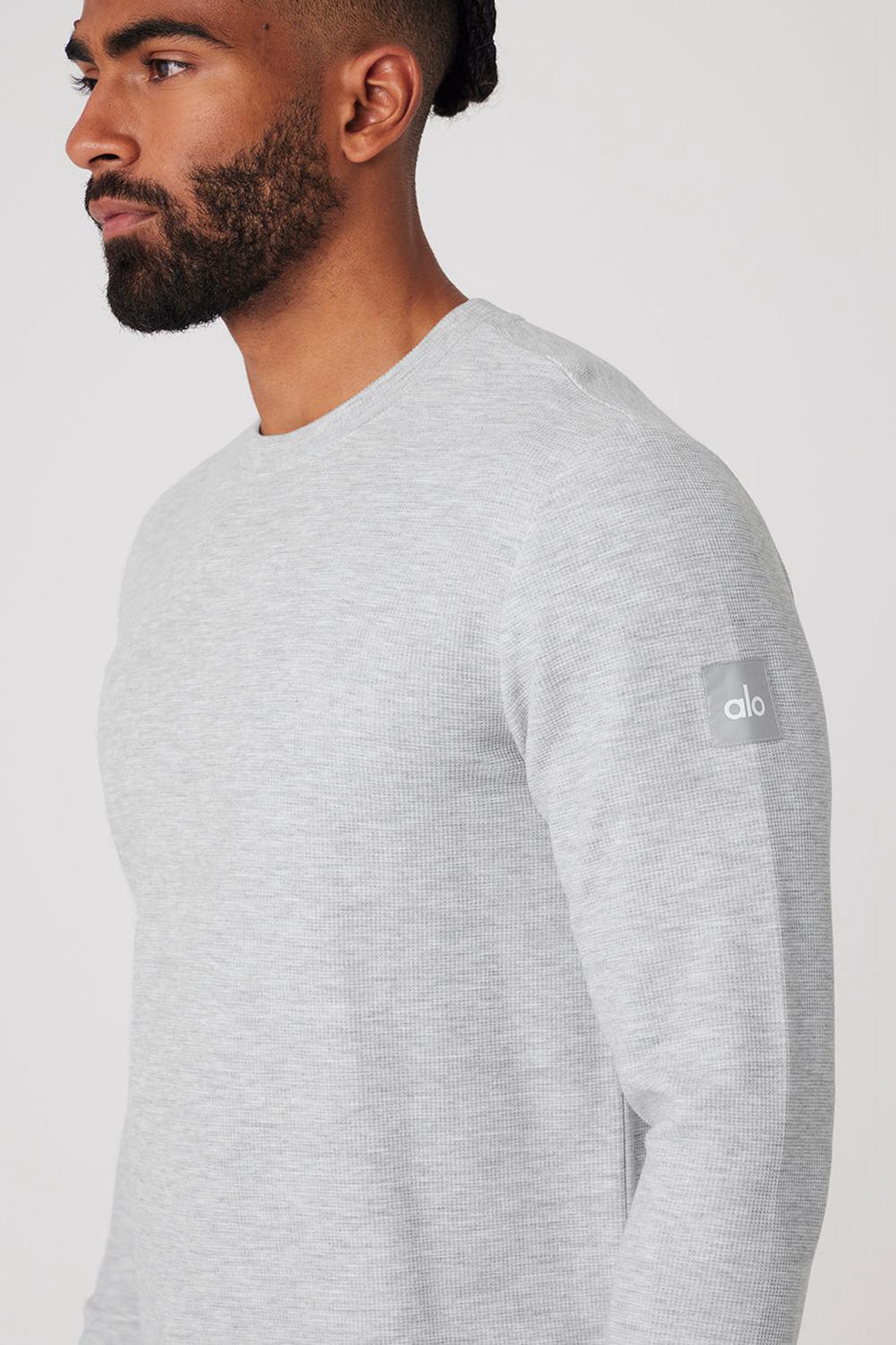 Μακρυμανικο ανδρικα Alo Yoga Micro Waffle Fast Break Tee γκρι | Greece  NXDOR-9314