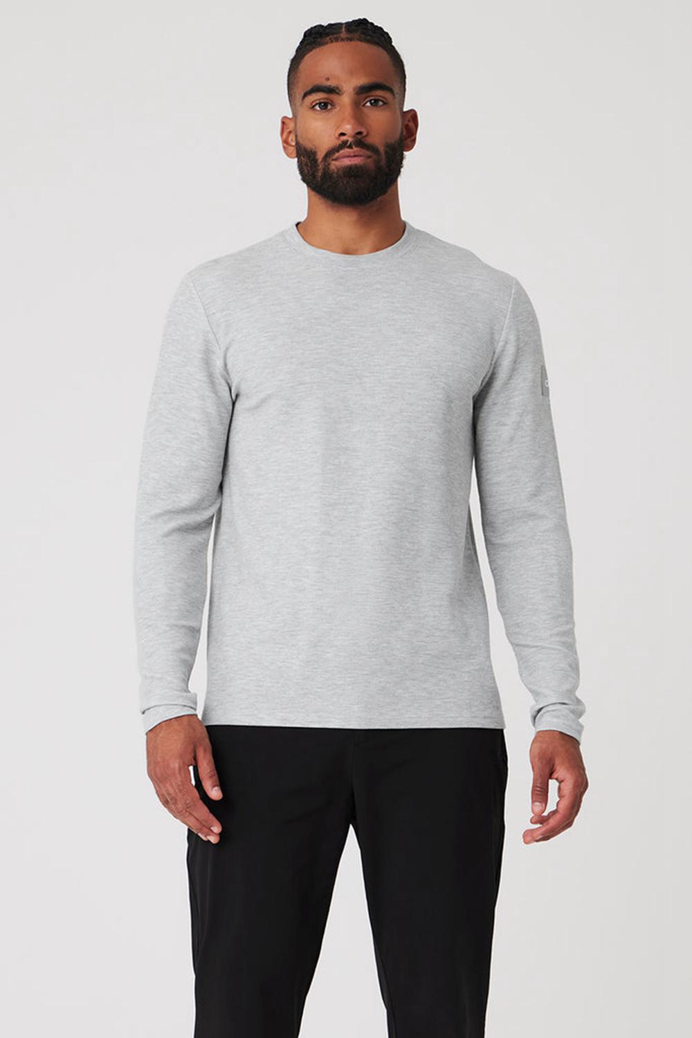 Μακρυμανικο ανδρικα Alo Yoga Micro Waffle Fast Break Tee γκρι | Greece  NXDOR-9314