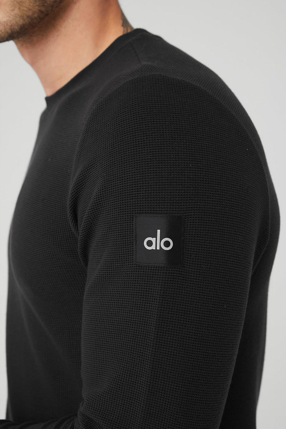 Μακρυμανικο ανδρικα Alo Yoga Micro Waffle Fast Break Tee μαυρα | Greece  SZNHJ-1598