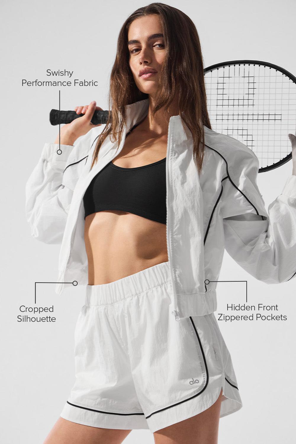 Μπουφαν γυναικεια Alo Yoga Motivate Full-Zip Track ασπρα μαυρα | Greece  OUAZV-3615