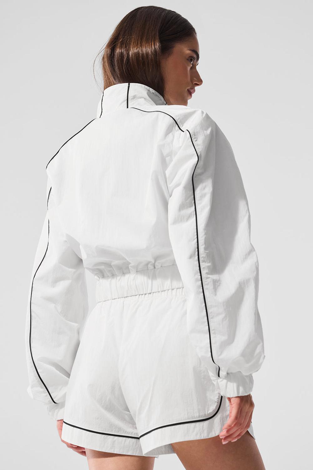 Μπουφαν γυναικεια Alo Yoga Motivate Full-Zip Track ασπρα μαυρα | Greece  OUAZV-3615