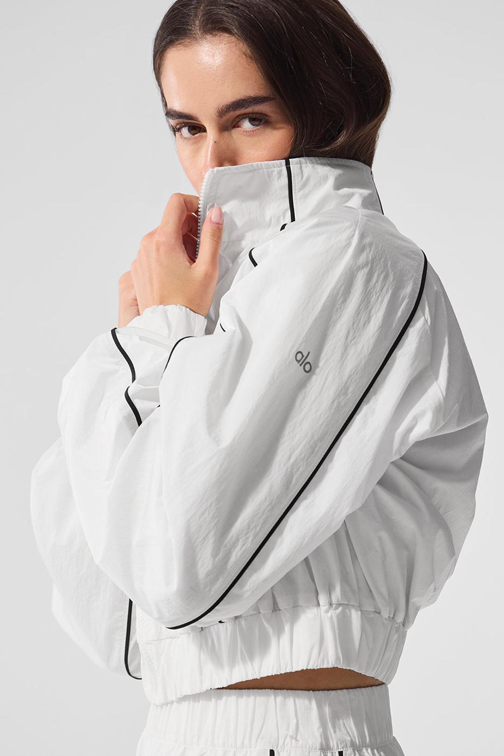 Μπουφαν γυναικεια Alo Yoga Motivate Full-Zip Track ασπρα μαυρα | Greece  OUAZV-3615