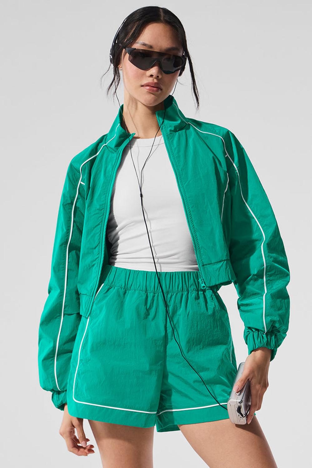 Μπουφαν γυναικεια Alo Yoga Motivate Full-Zip Track πρασινο ασπρα | Greece  QLBAV-4652