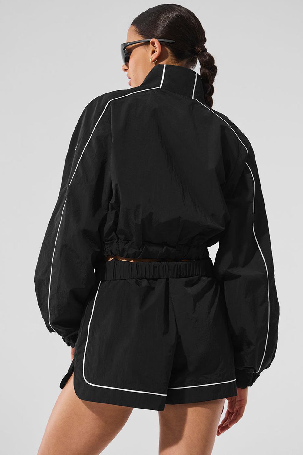 Μπουφαν γυναικεια Alo Yoga Motivate Full-Zip Track μαυρα ασπρα | Greece  VKISZ-6094