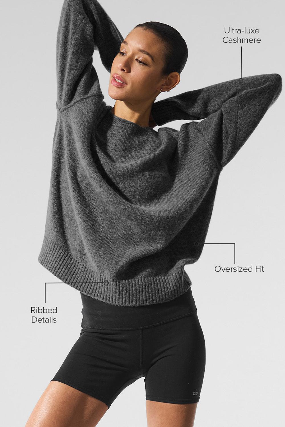 Πουλόβερ γυναικεια Alo Yoga New Class Cashmere Crewneck Πλατίνα γκρι | Greece  HAWTI-6034