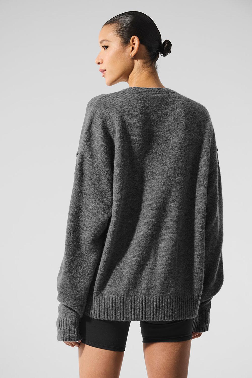 Πουλόβερ γυναικεια Alo Yoga New Class Cashmere Crewneck Πλατίνα γκρι | Greece  HAWTI-6034