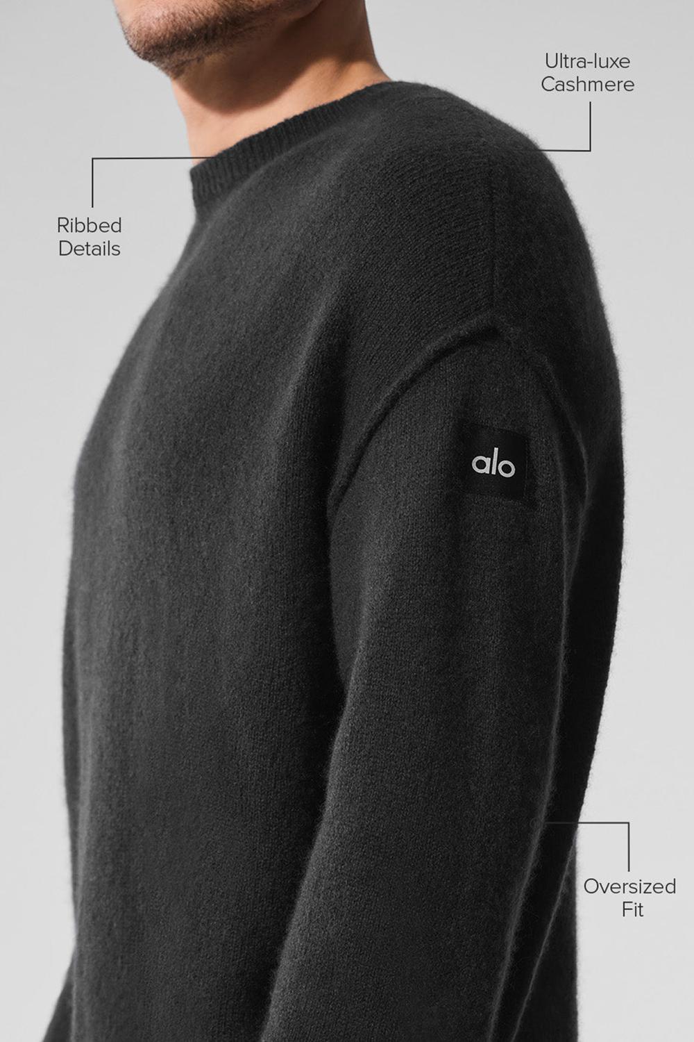 Πουλόβερ ανδρικα Alo Yoga New Class Cashmere Crewneck μαυρα | Greece  KHJAV-2630