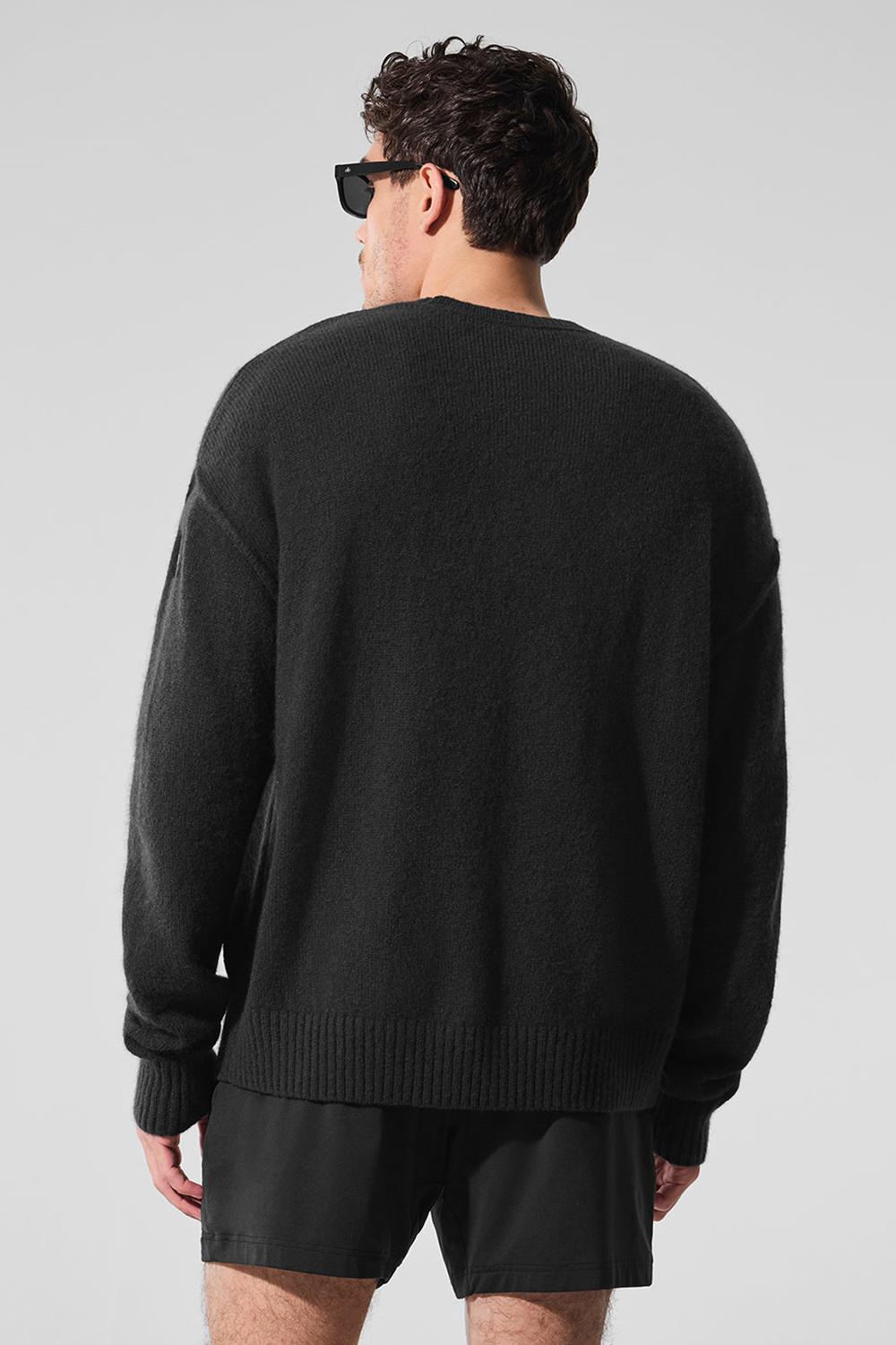 Πουλόβερ ανδρικα Alo Yoga New Class Cashmere Crewneck μαυρα | Greece  KHJAV-2630