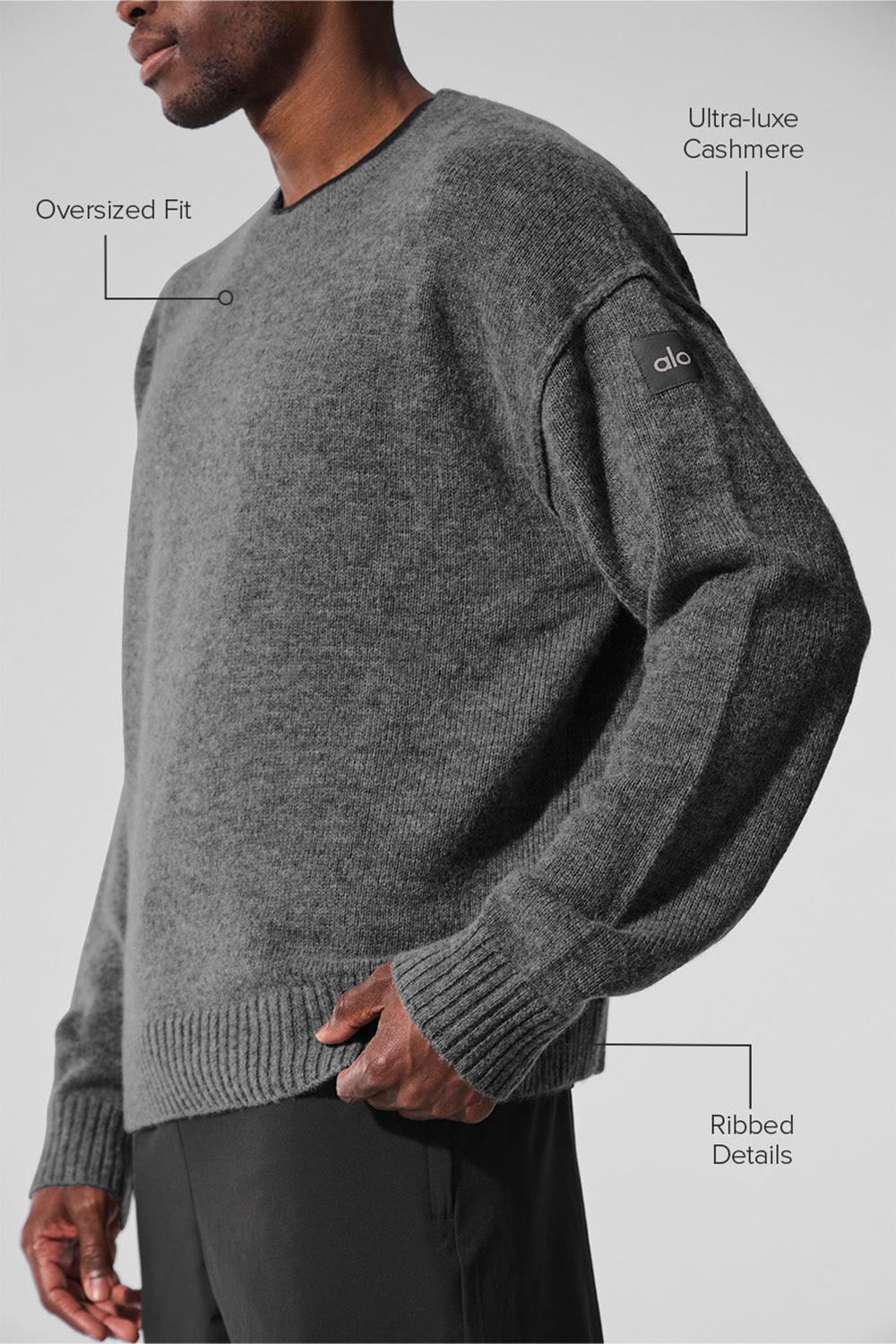 Πουλόβερ ανδρικα Alo Yoga New Class Cashmere Crewneck Πλατίνα γκρι | Greece  TAFWR-6539