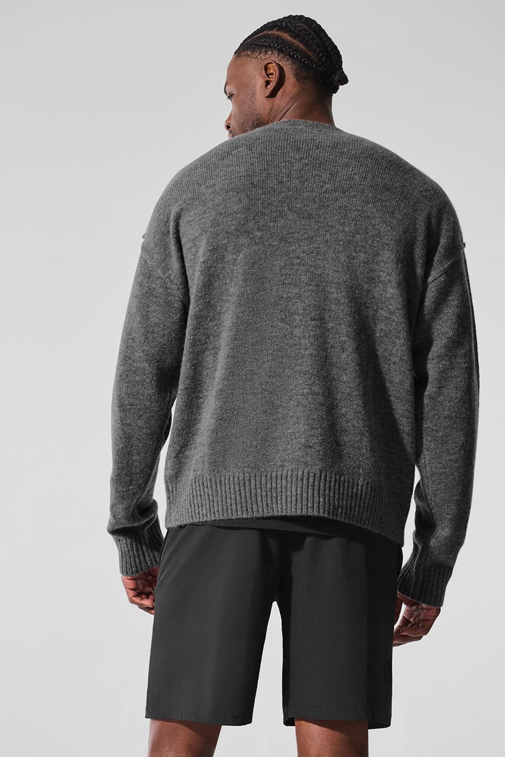 Πουλόβερ ανδρικα Alo Yoga New Class Cashmere Crewneck Πλατίνα γκρι | Greece  TAFWR-6539