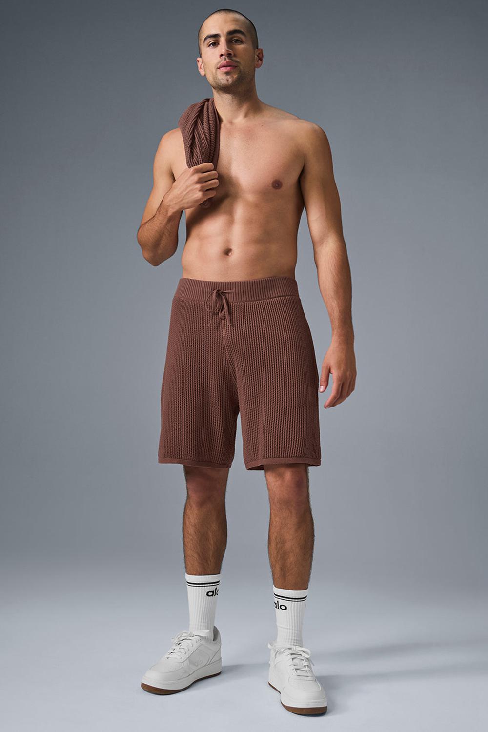Σορτσ ανδρικα Alo Yoga Open-Knit Chestnut | Greece  VEHQX-4958