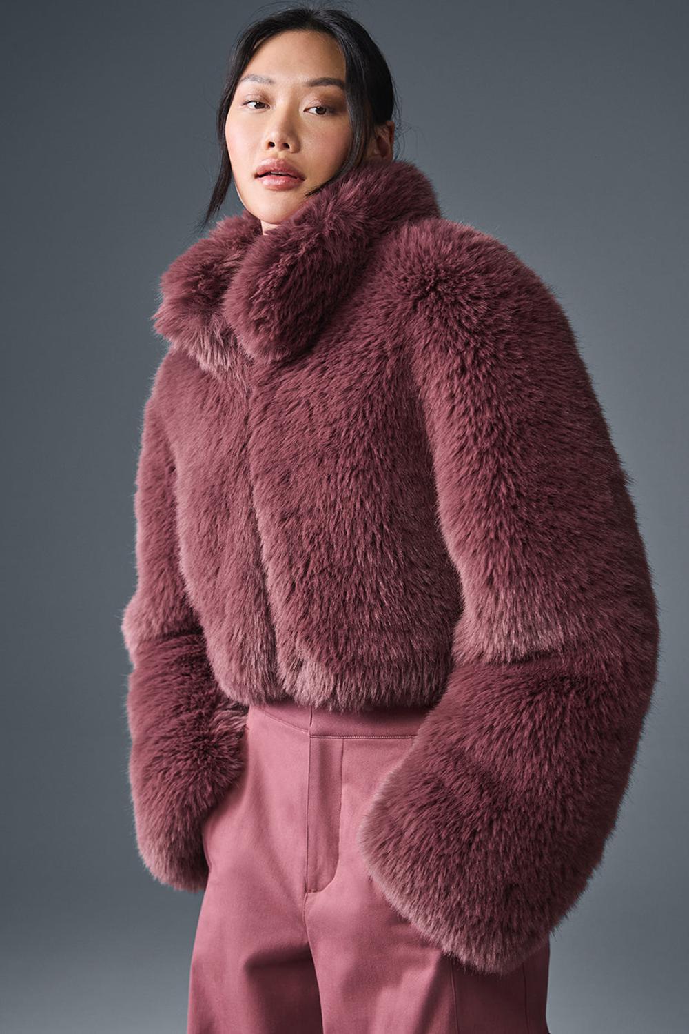 Μπουφαν γυναικεια Alo Yoga Opulent Faux Fur Cropped μπορντο | Greece  IPDWH-7180