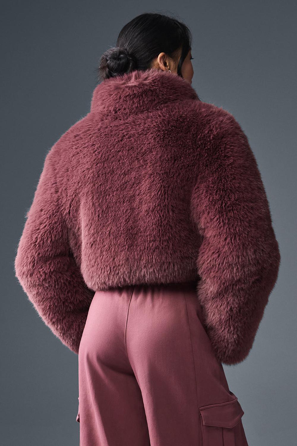 Μπουφαν γυναικεια Alo Yoga Opulent Faux Fur Cropped μπορντο | Greece  IPDWH-7180