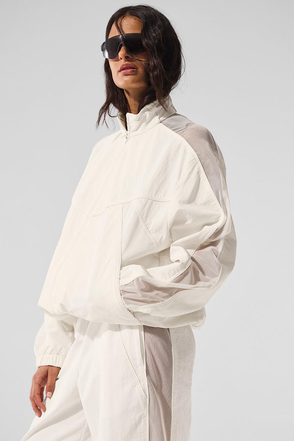 Μπουφαν γυναικεια Alo Yoga Origin Full-Zip Track Ivory | Greece  VBCRN-1390
