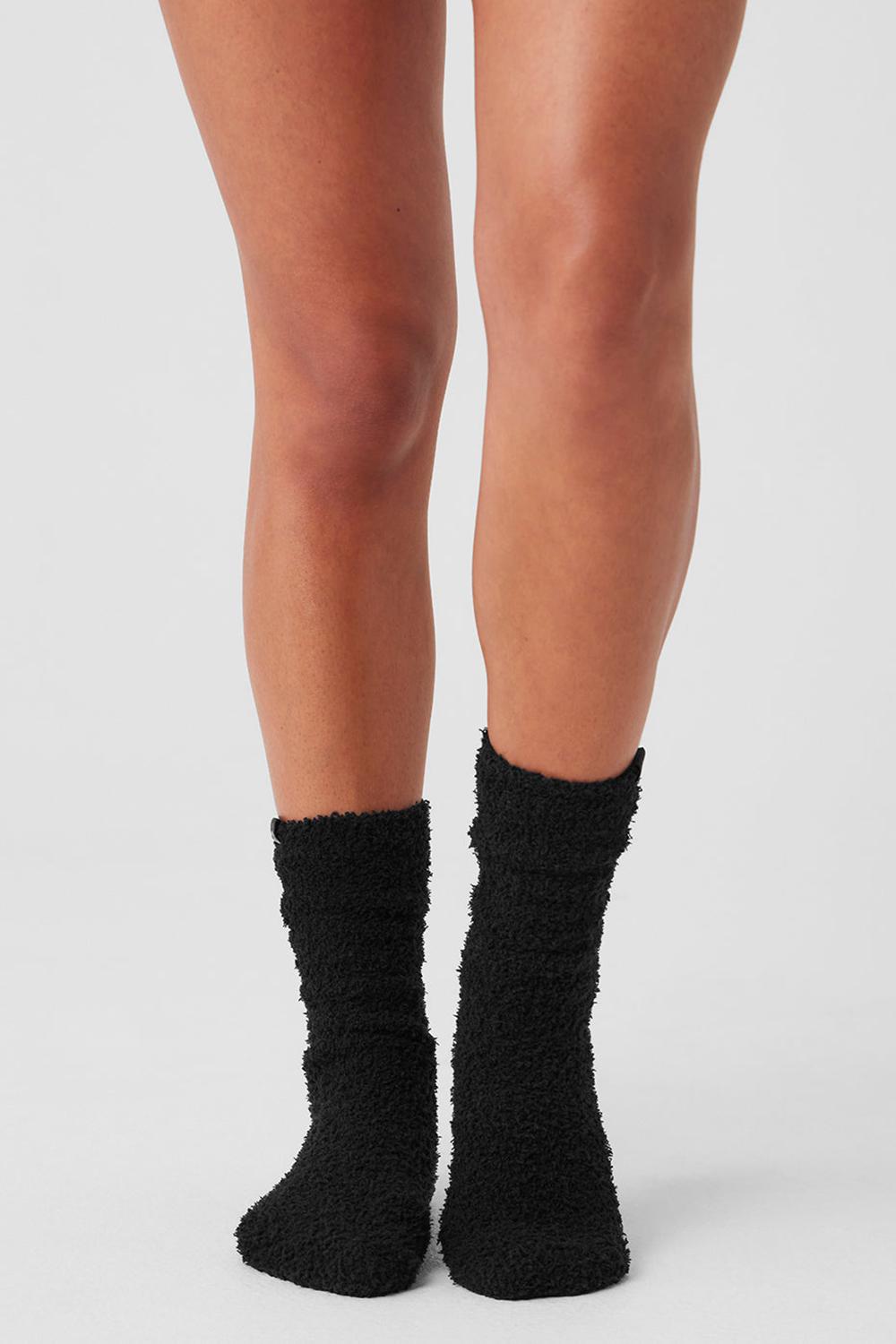 Καλτσεσ γυναικεια Alo Yoga Plush Lush μαυρα | Greece  HVFRY-3049