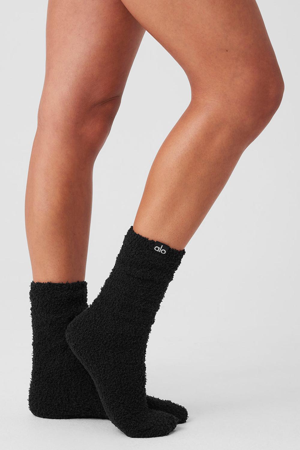 Καλτσεσ γυναικεια Alo Yoga Plush Lush μαυρα | Greece  HVFRY-3049