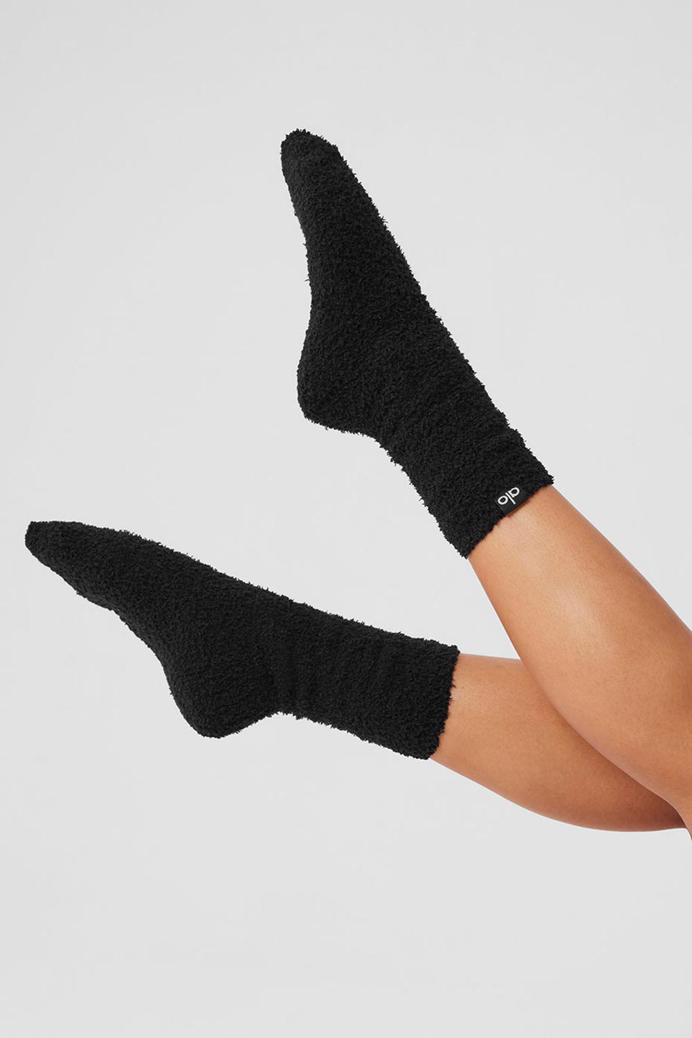 Καλτσεσ γυναικεια Alo Yoga Plush Lush μαυρα | Greece  HVFRY-3049
