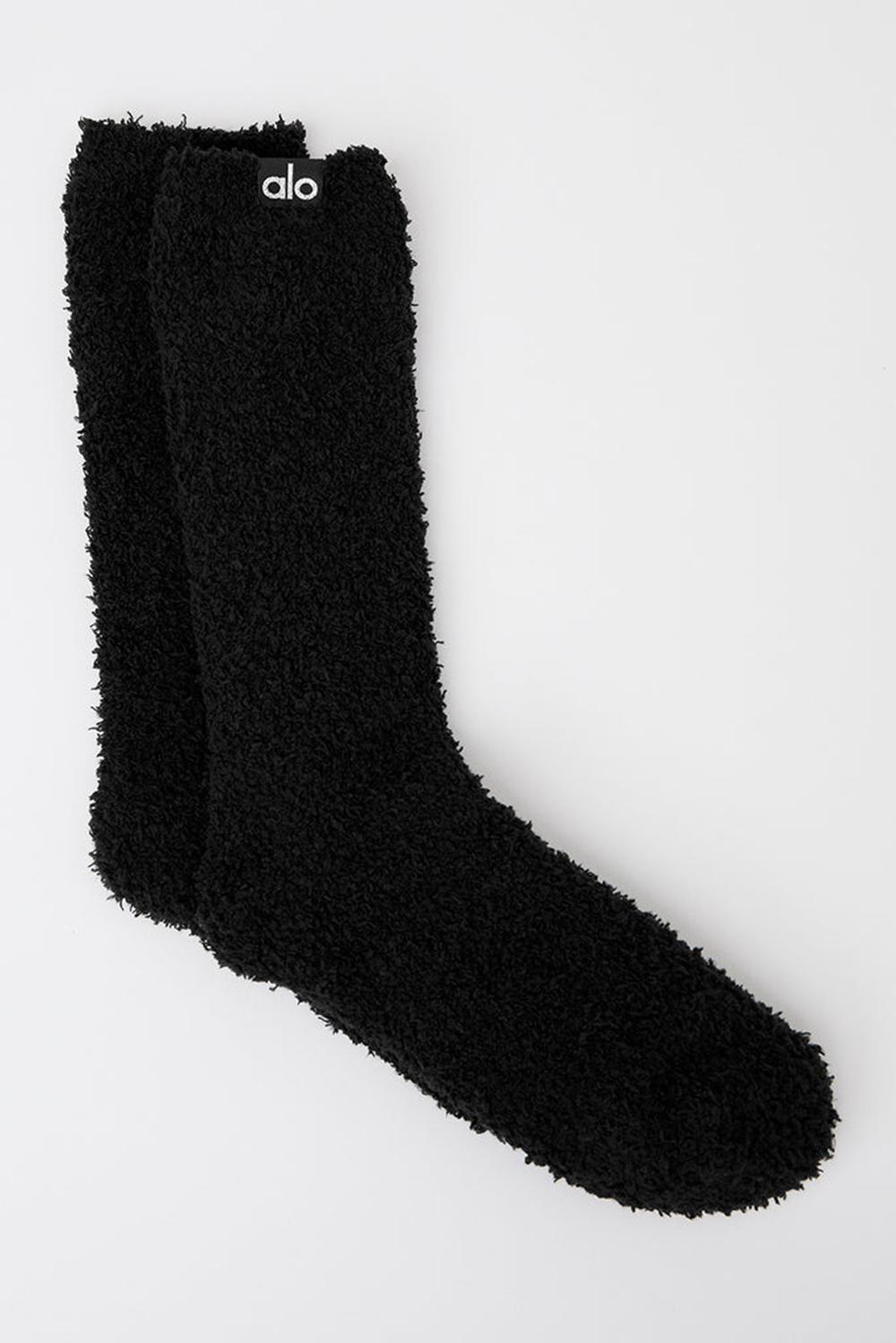Καλτσεσ γυναικεια Alo Yoga Plush Lush μαυρα | Greece  HVFRY-3049
