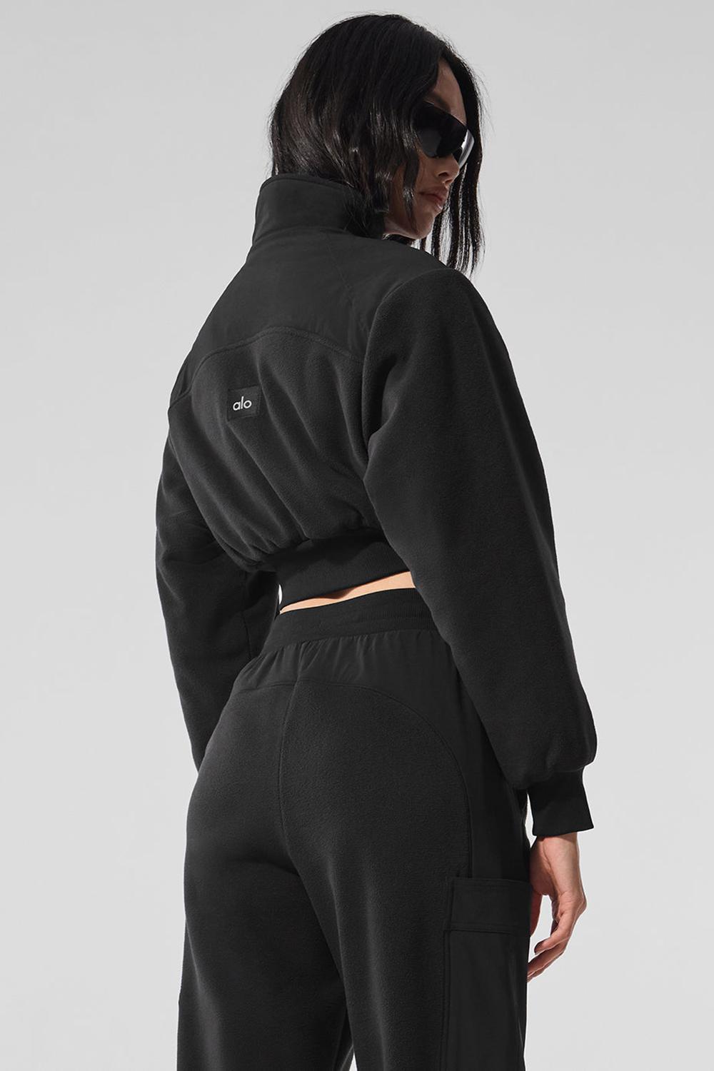 Μπουφαν γυναικεια Alo Yoga Polar Fleece Cropped Wintry Mix μαυρα | Greece  IOUEZ-3501