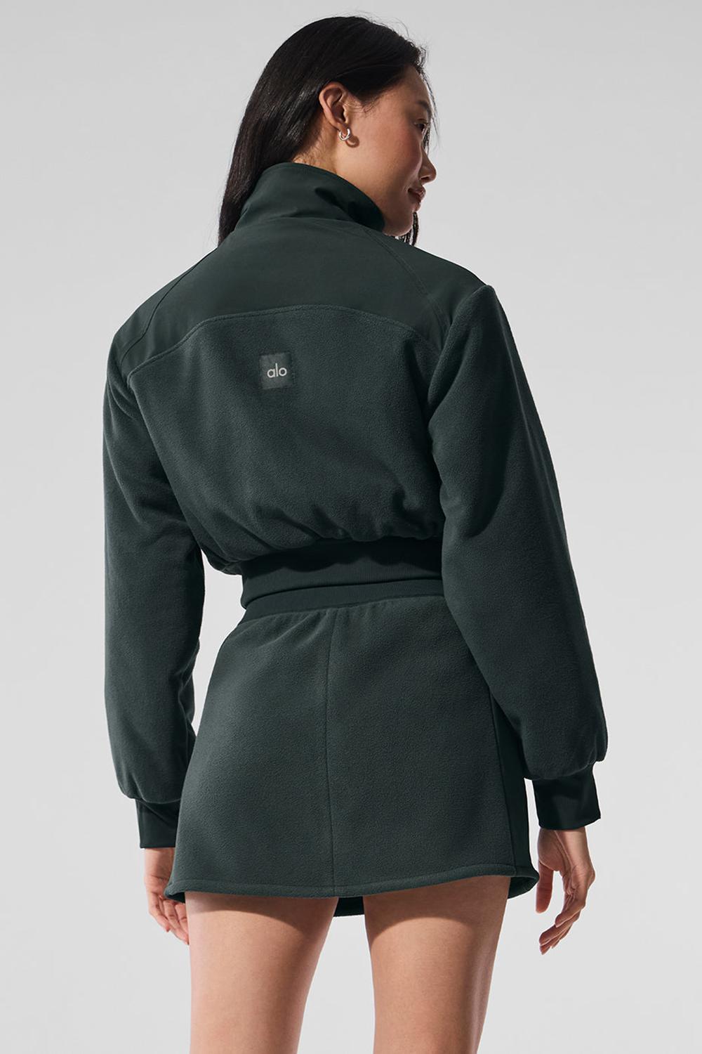 Μπουφαν γυναικεια Alo Yoga Polar Fleece Cropped Wintry Mix πρασινο | Greece  GVLBZ-3546