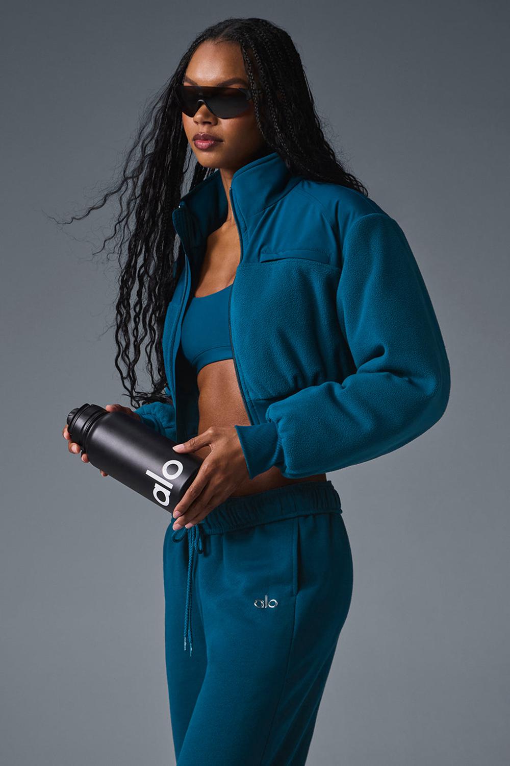 Μπουφαν γυναικεια Alo Yoga Polar Fleece Cropped Wintry Mix μπλε | Greece  VPKOS-5736