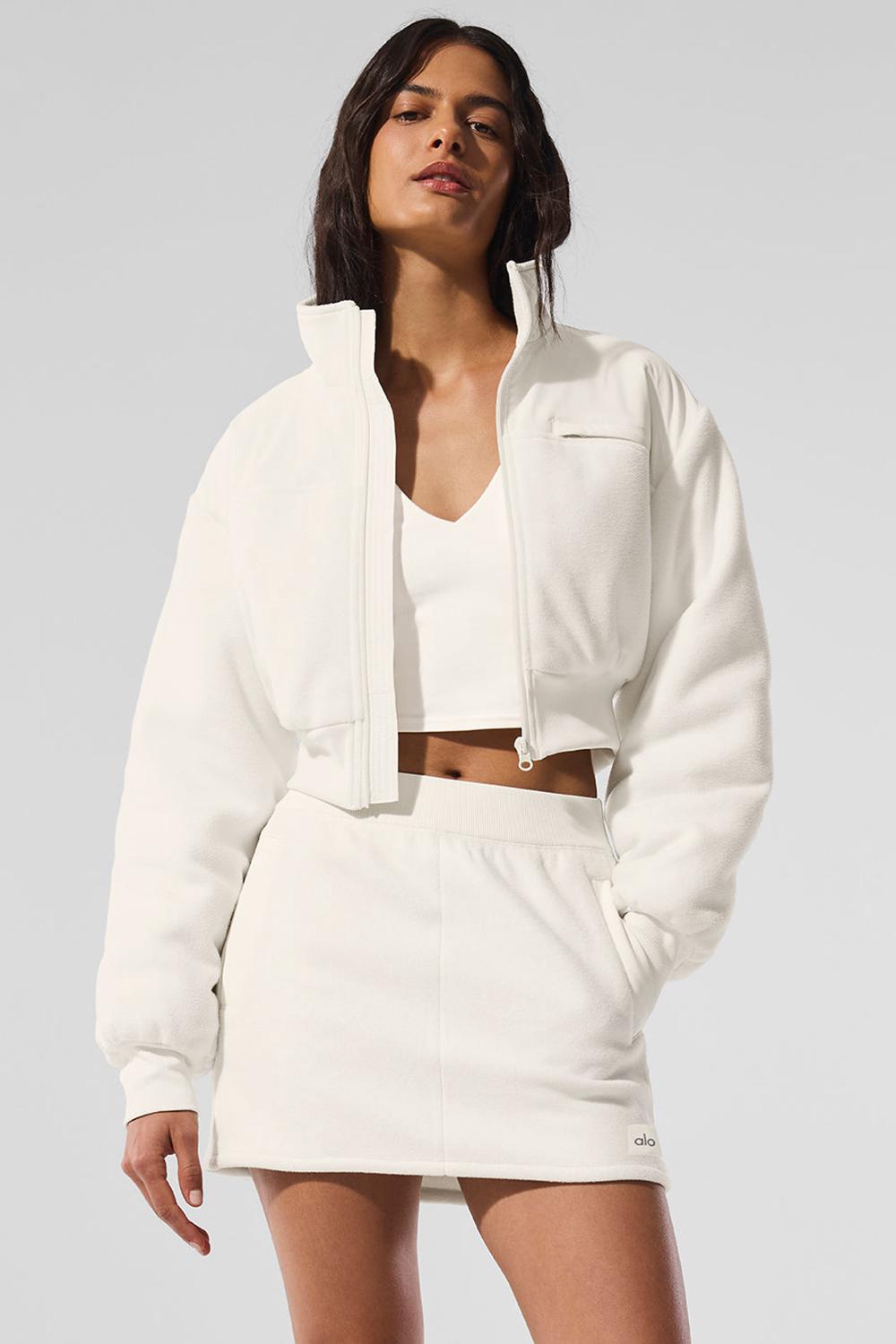 Μπουφαν γυναικεια Alo Yoga Polar Fleece Cropped Wintry Mix Ivory | Greece  FACZL-3468