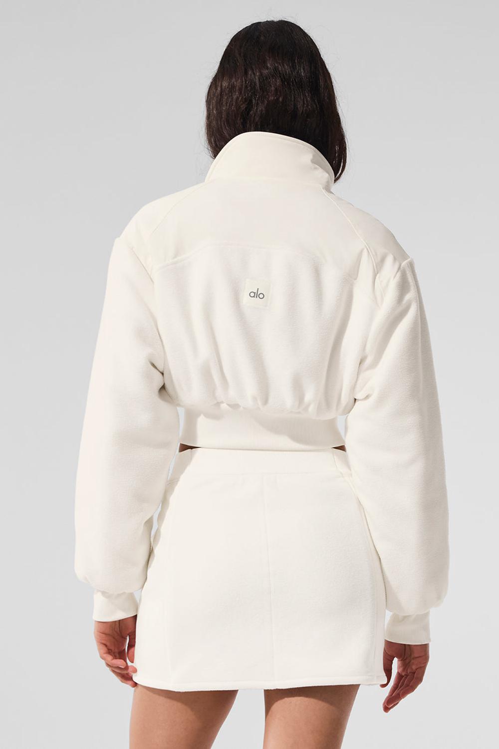 Μπουφαν γυναικεια Alo Yoga Polar Fleece Cropped Wintry Mix Ivory | Greece  FACZL-3468