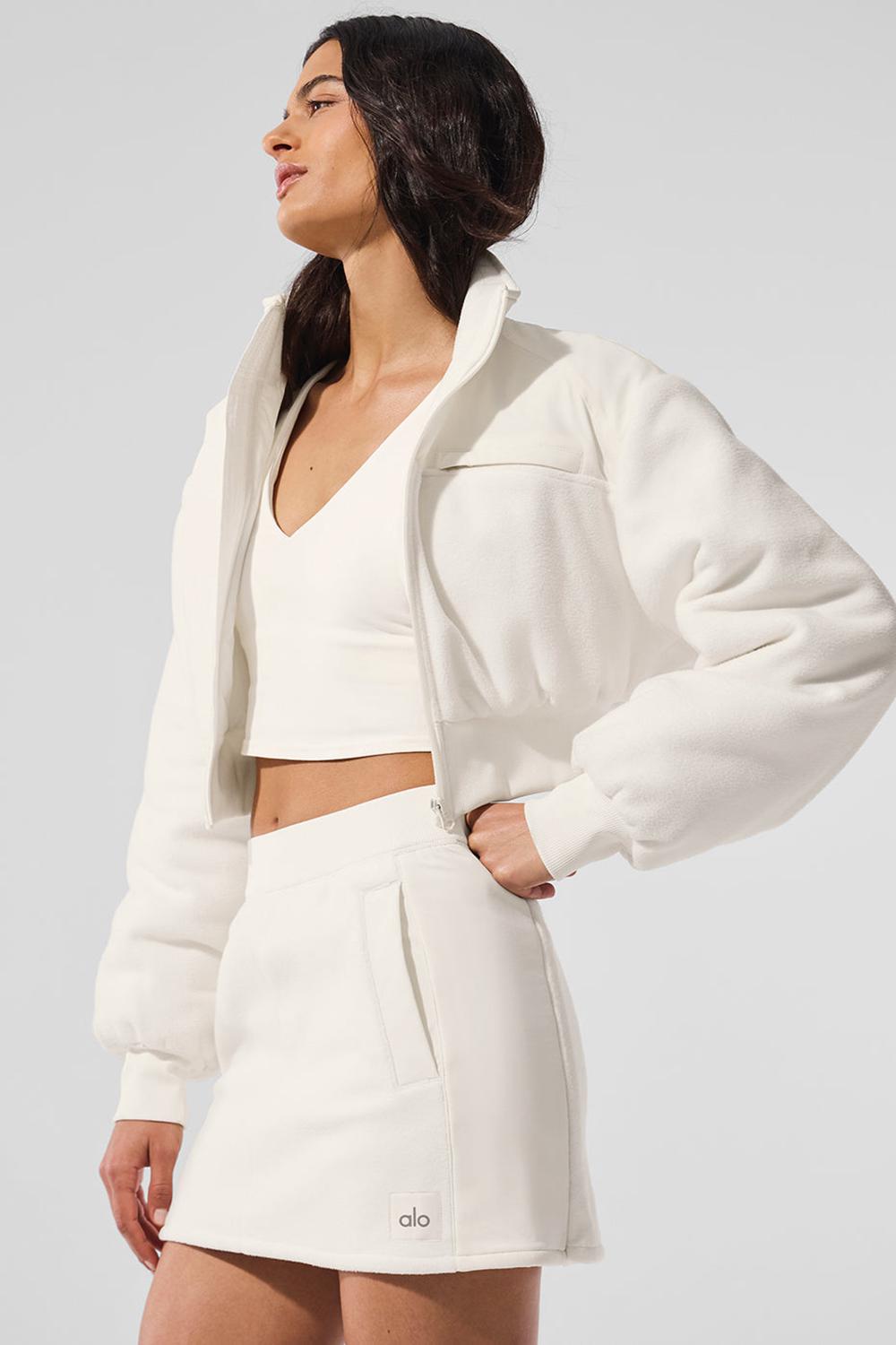 Μπουφαν γυναικεια Alo Yoga Polar Fleece Cropped Wintry Mix Ivory | Greece  FACZL-3468
