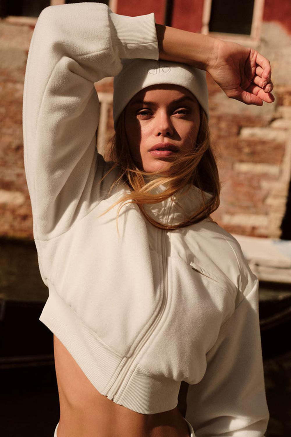 Μπουφαν γυναικεια Alo Yoga Polar Fleece Cropped Wintry Mix Ivory | Greece  FACZL-3468