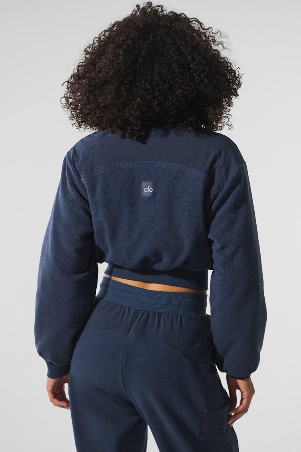 Μπουφαν γυναικεια Alo Yoga Polar Fleece Cropped Wintry Mix σκουρο μπλε | Greece  RIMPU-3167