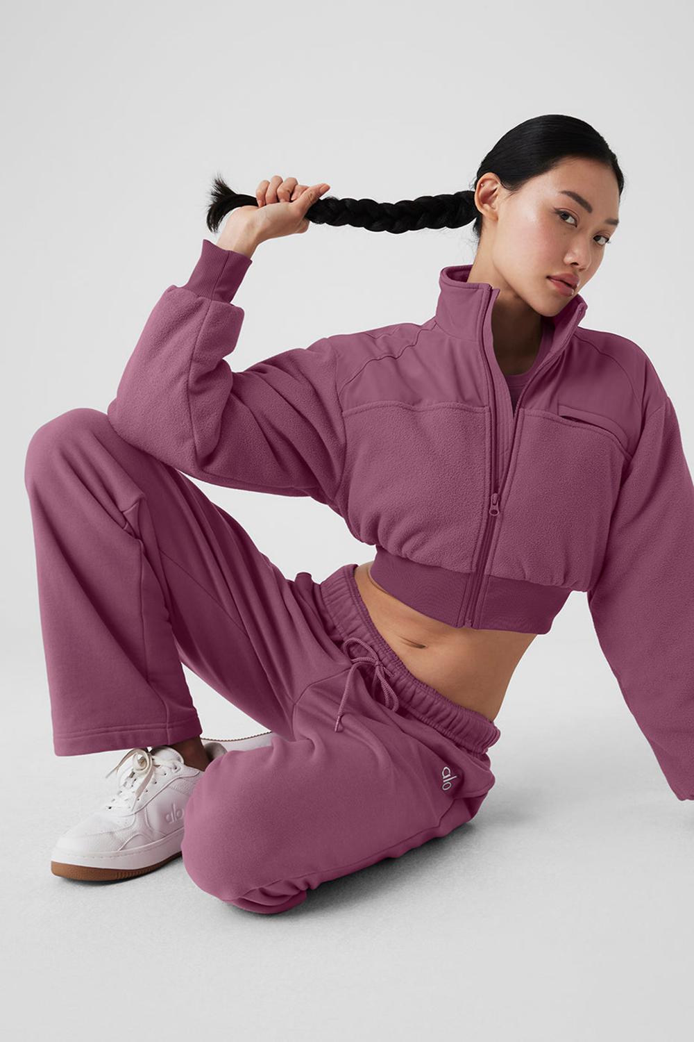 Μπουφαν γυναικεια Alo Yoga Polar Fleece Cropped Wintry Mix Soft Mulberry | Greece  ZSDEF-3497