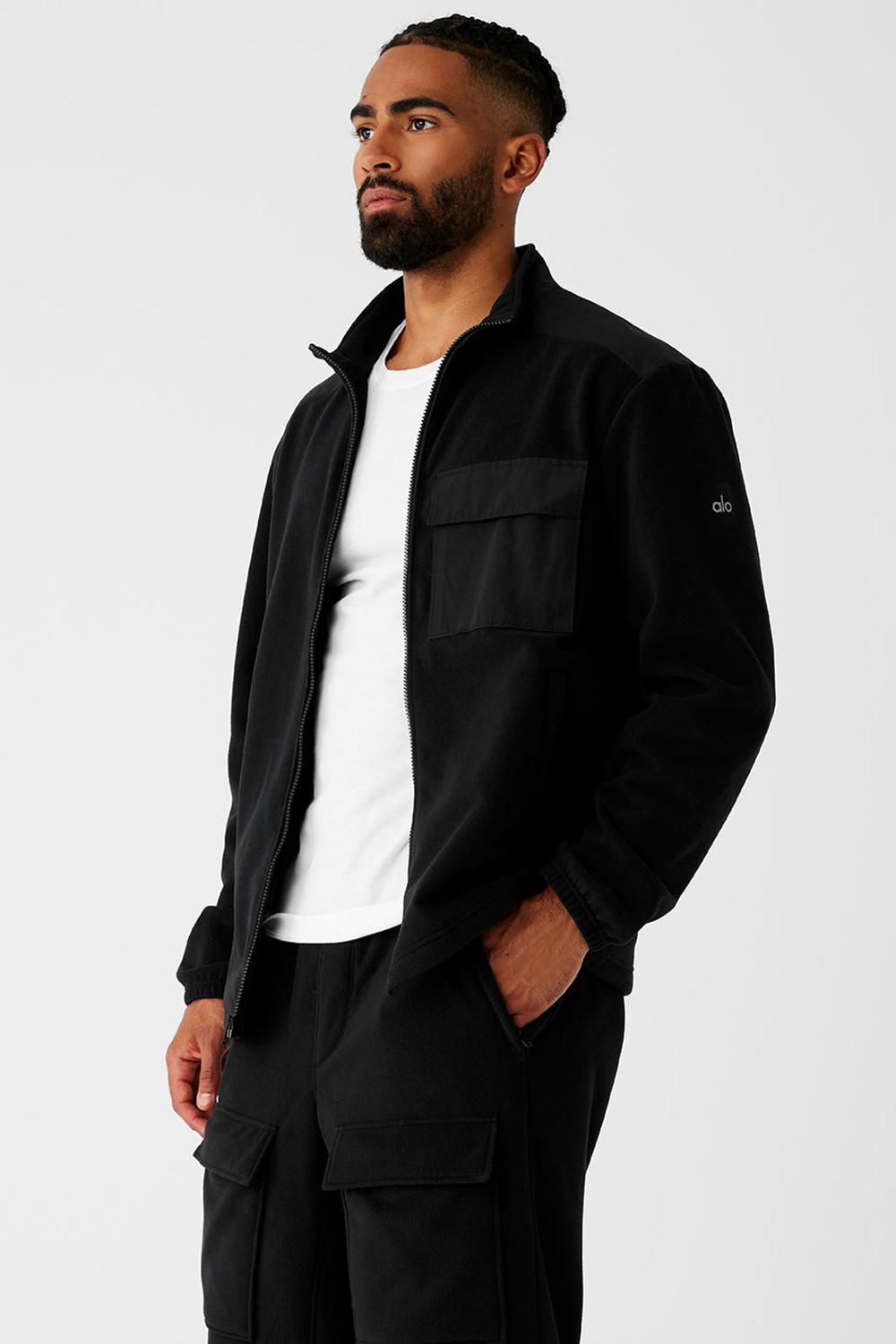Μπουφαν ανδρικα Alo Yoga Polar Fleece Ridge Full Zip μαυρα | Greece  DAVIX-3475