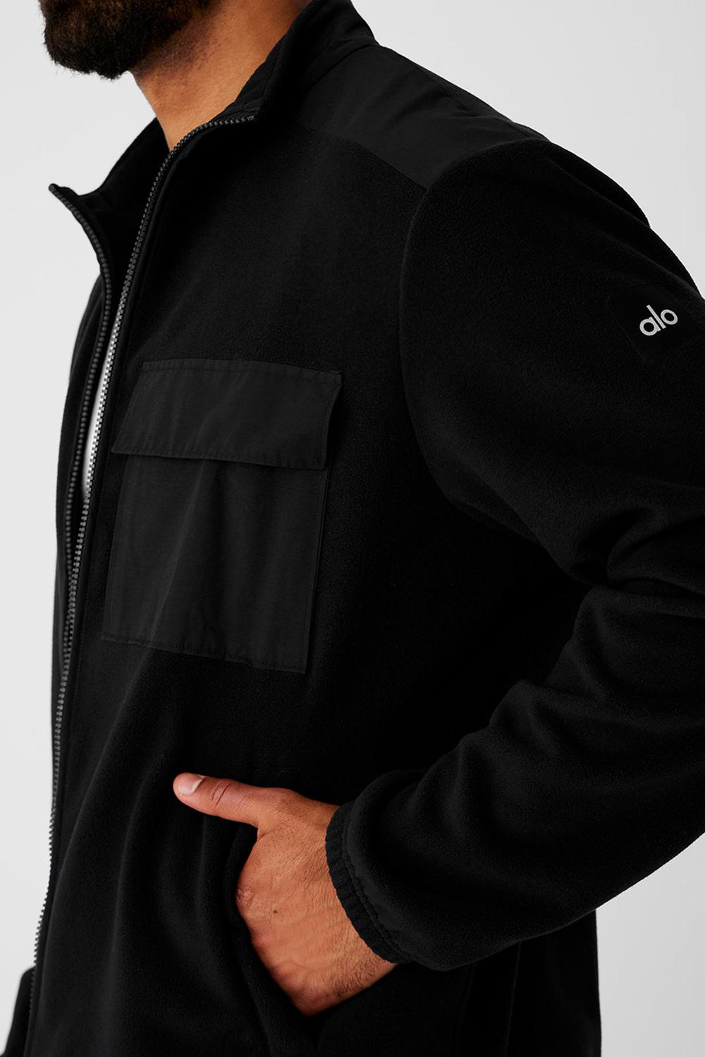 Μπουφαν ανδρικα Alo Yoga Polar Fleece Ridge Full Zip μαυρα | Greece  DAVIX-3475