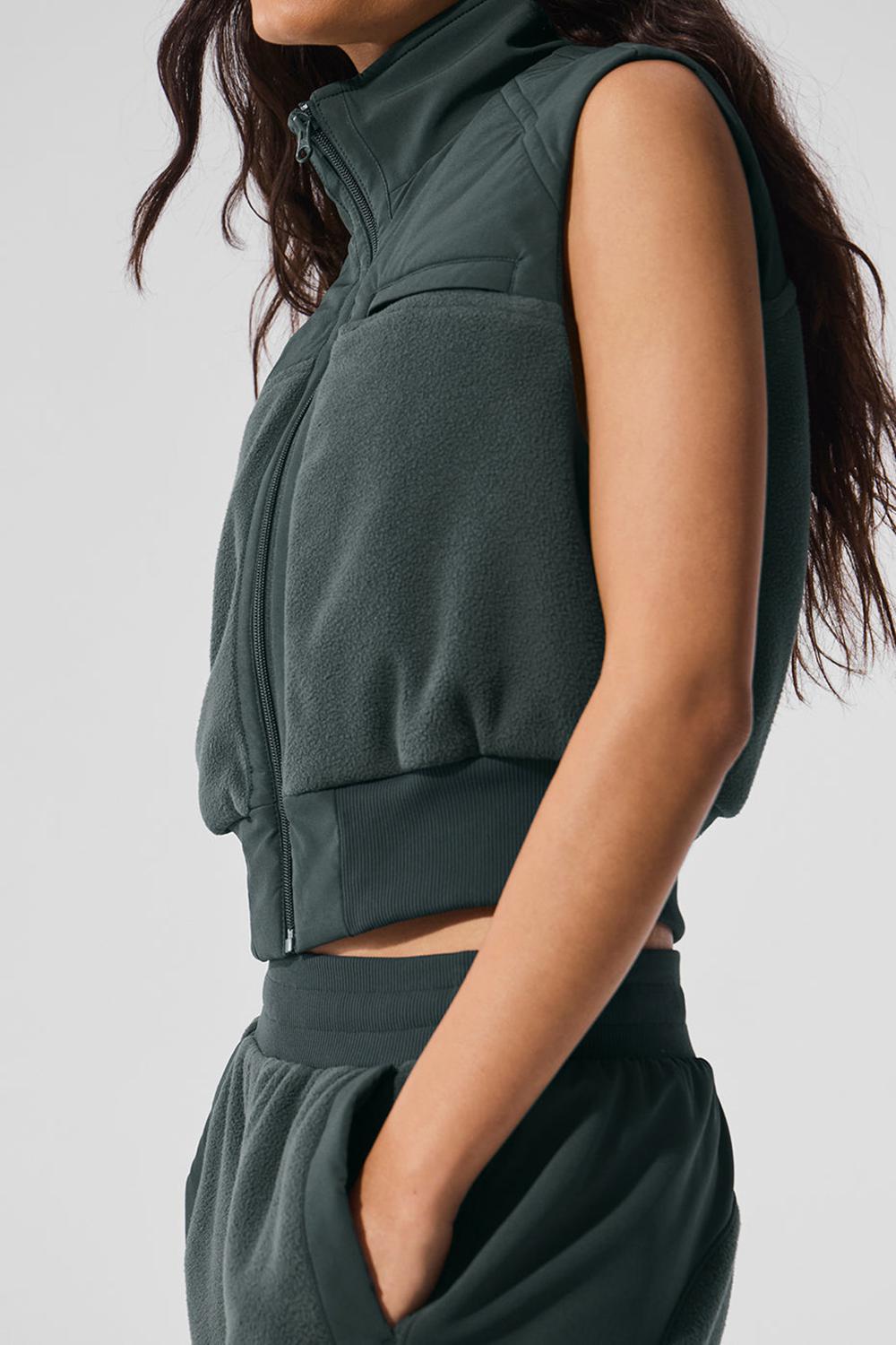Γιλεκο γυναικεια Alo Yoga Polar Fleece Wintry Mix πρασινο | Greece  UQYFS-4728