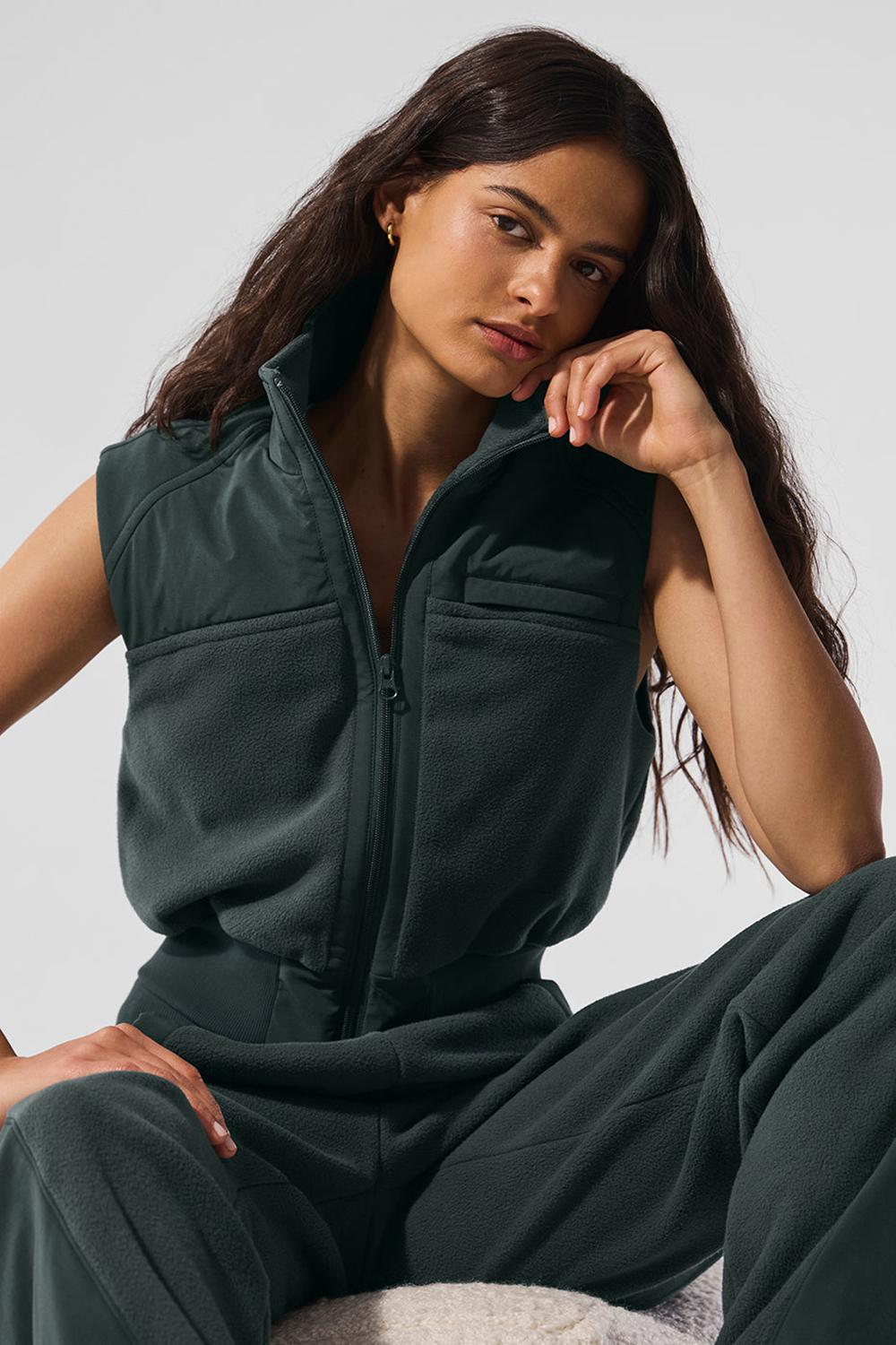 Γιλεκο γυναικεια Alo Yoga Polar Fleece Wintry Mix πρασινο | Greece  UQYFS-4728