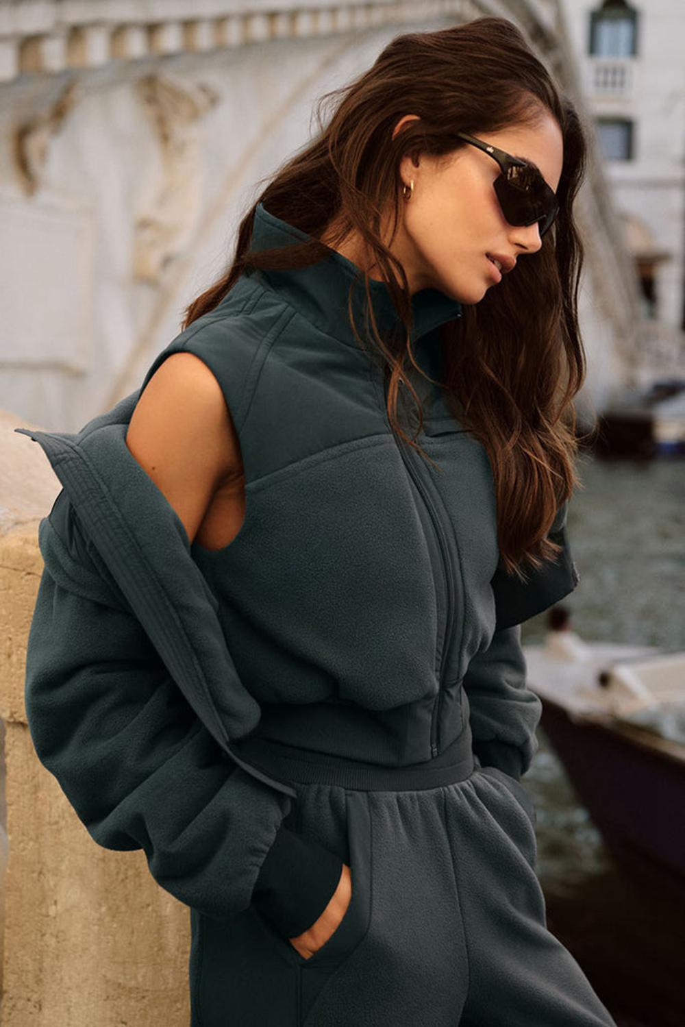Γιλεκο γυναικεια Alo Yoga Polar Fleece Wintry Mix πρασινο | Greece  UQYFS-4728