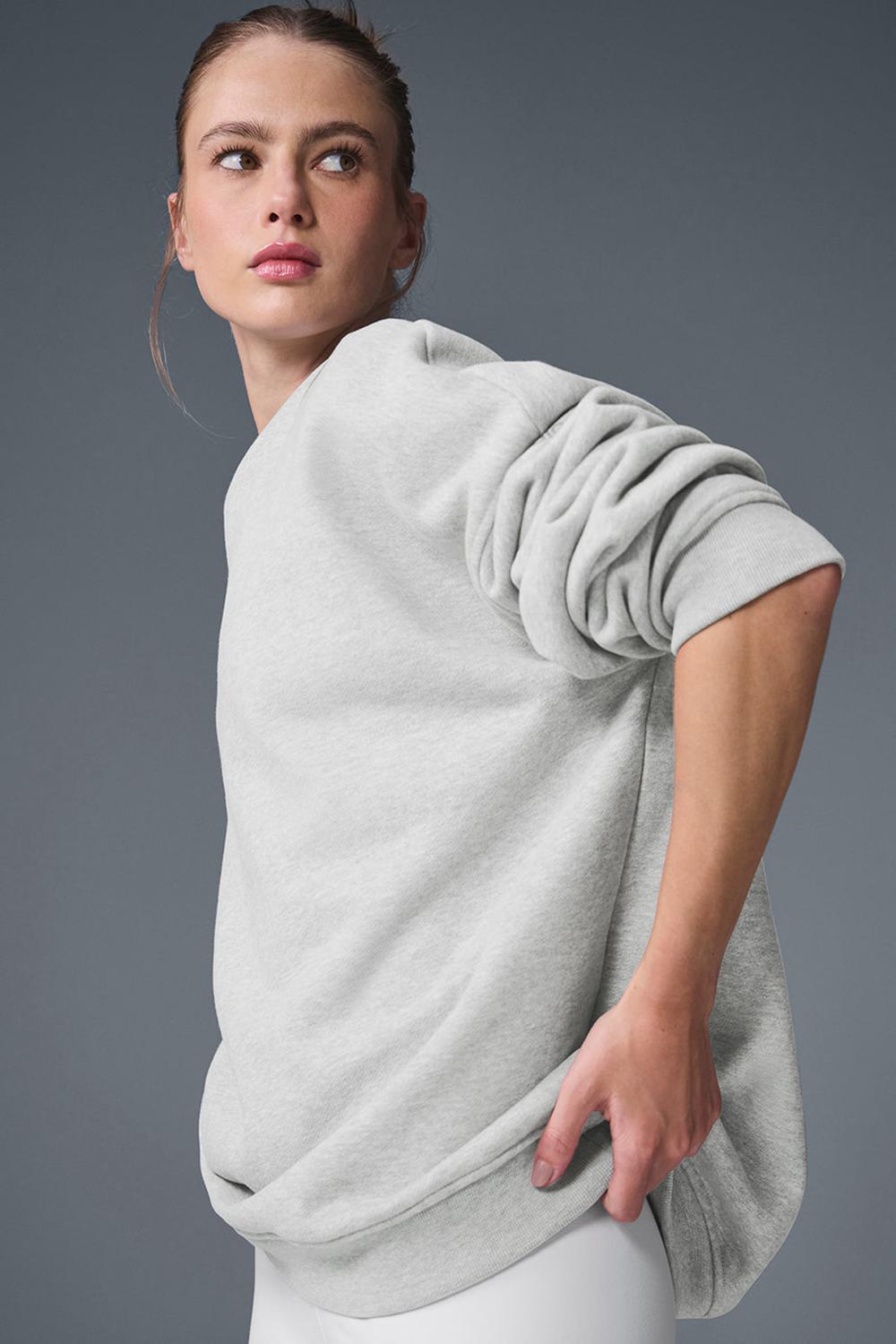 Φουτερ γυναικεια Alo Yoga Renown Heavy Weight Crew Neck γκρι | Greece  QLKUD-0531