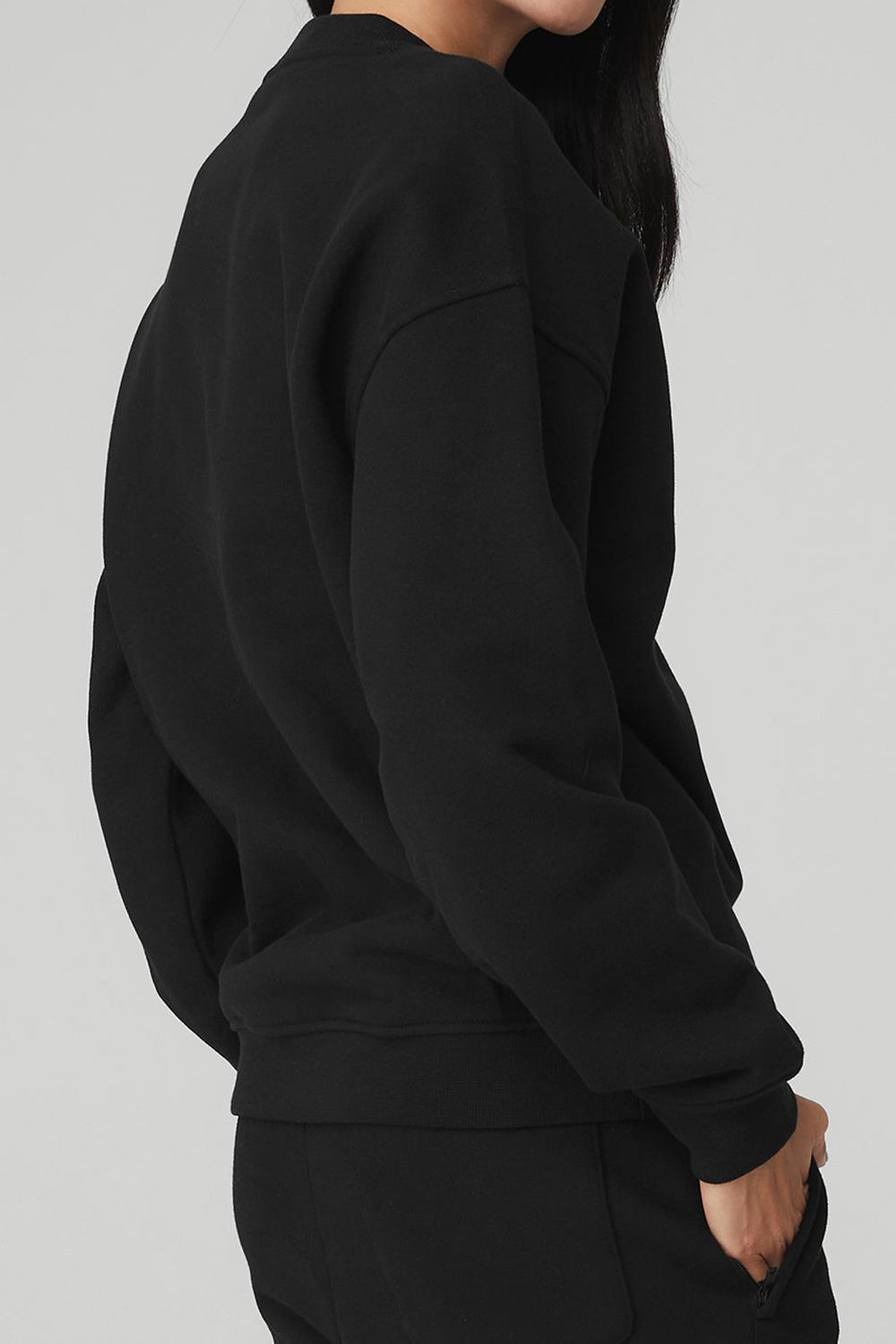 Φουτερ γυναικεια Alo Yoga Renown Heavy Weight Crew Neck μαυρα | Greece  EMVFJ-1328