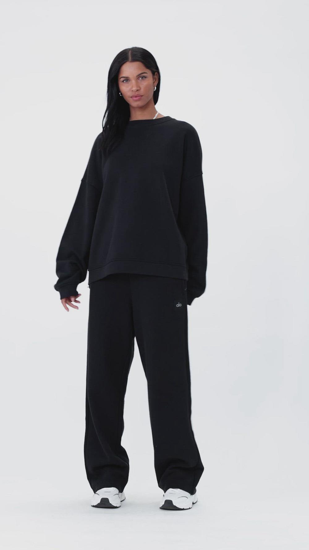 Φουτερ γυναικεια Alo Yoga Renown Heavy Weight Crew Neck μαυρα | Greece  EMVFJ-1328