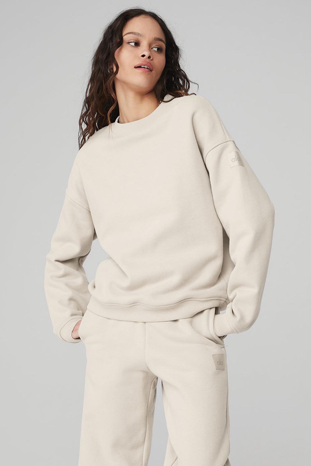 Φουτερ γυναικεια Alo Yoga Renown Heavy Weight Crew Neck Bone | Greece  DRYOA-5819
