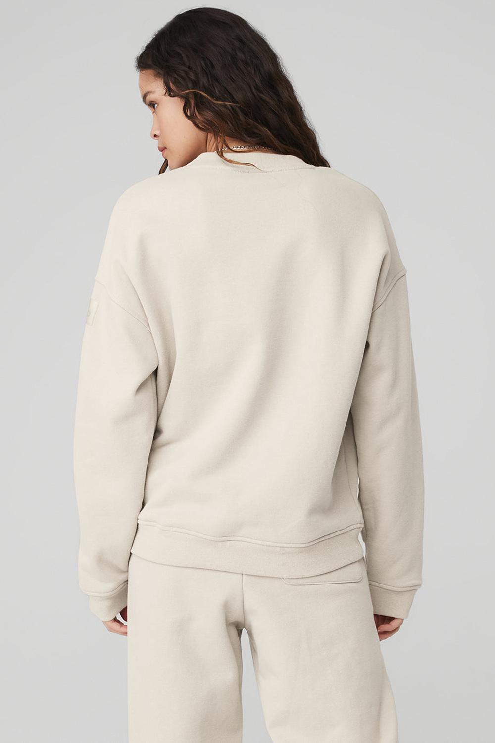 Φουτερ γυναικεια Alo Yoga Renown Heavy Weight Crew Neck Bone | Greece  DRYOA-5819